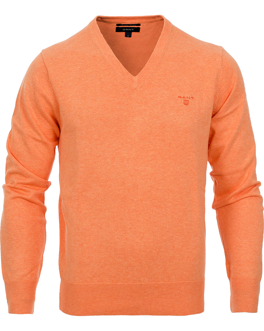 Herre | Trøjer | GANT | Light Weight Cotton V-Neck Pullover Carrot Melange