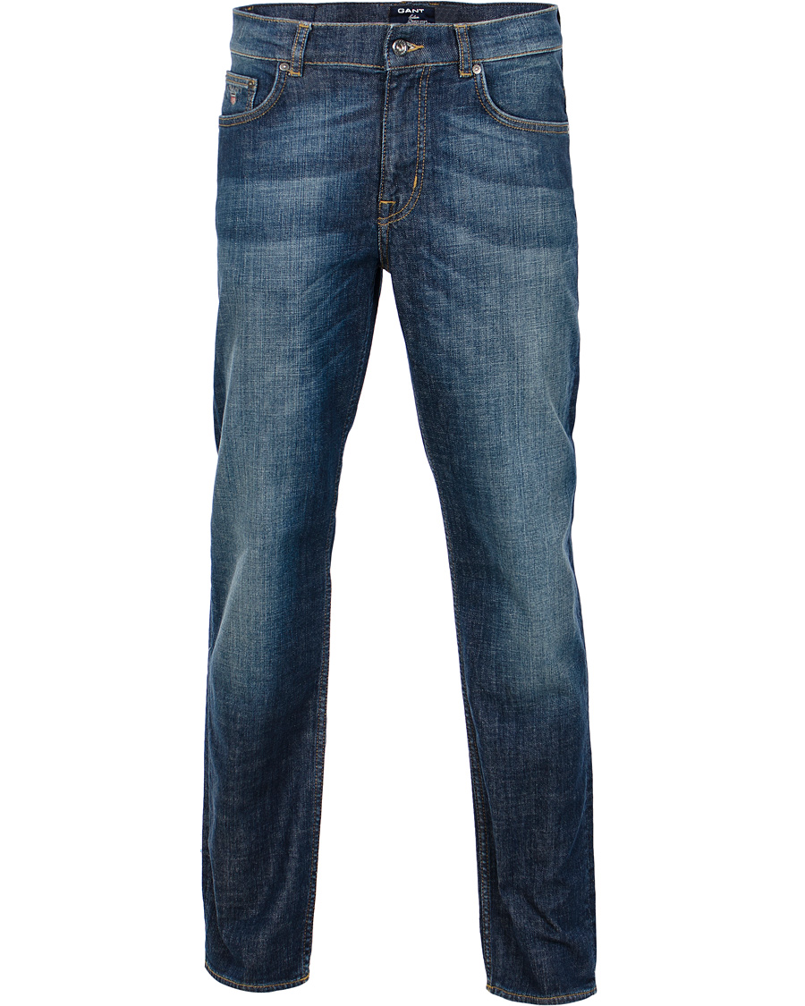 Herre | Jeans | GANT | Knight Stretch Jean Tyler Fit Mid Blue Worn in