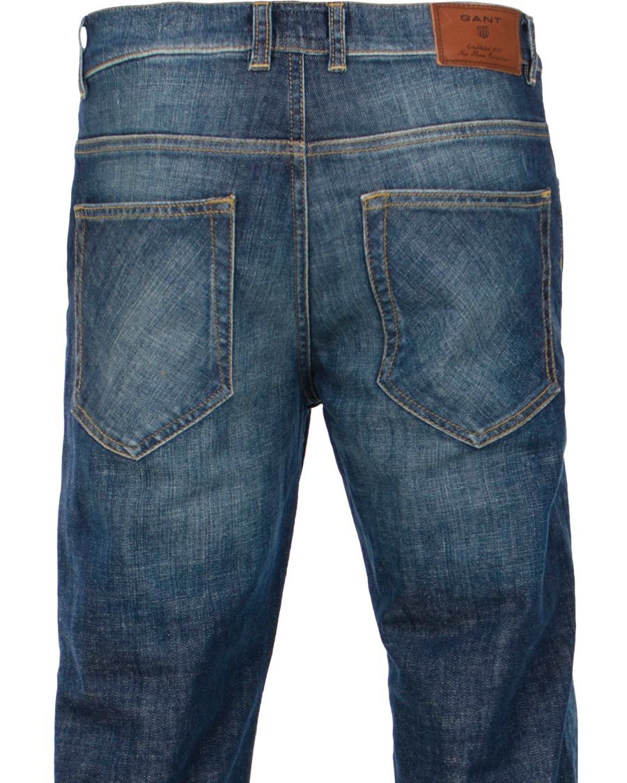 Herre | Jeans | GANT | Knight Stretch Jean Tyler Fit Mid Blue Worn in