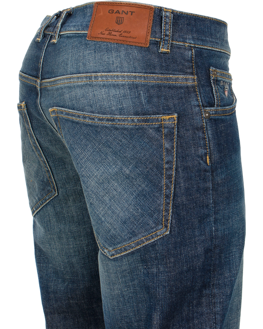 Herre | Jeans | GANT | Knight Stretch Jean Tyler Fit Mid Blue Worn in