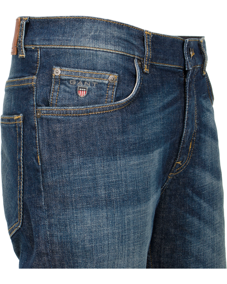 Herre | Jeans | GANT | Knight Stretch Jean Tyler Fit Mid Blue Worn in