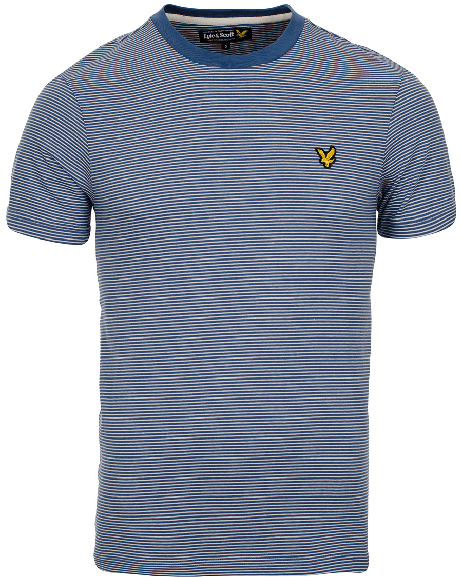 Herre | T-Shirts | Lyle & Scott | SS Crew Neck Fine Stripe T-Shirt Summer Blue