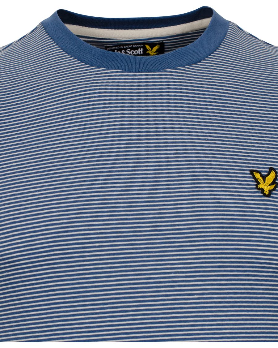 Herre | T-Shirts | Lyle & Scott | SS Crew Neck Fine Stripe T-Shirt Summer Blue