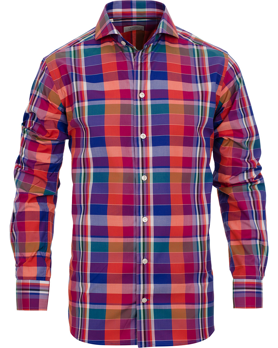 Herre | Skjorter | Eton | Slim Fit Shirt Red Ribbon Big Check Multi
