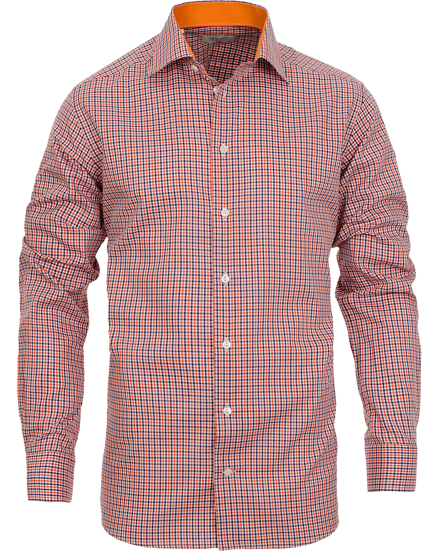 Herre | Skjorter | Eton | Slim Fit Shirt Red Ribbon Check Orange Multi