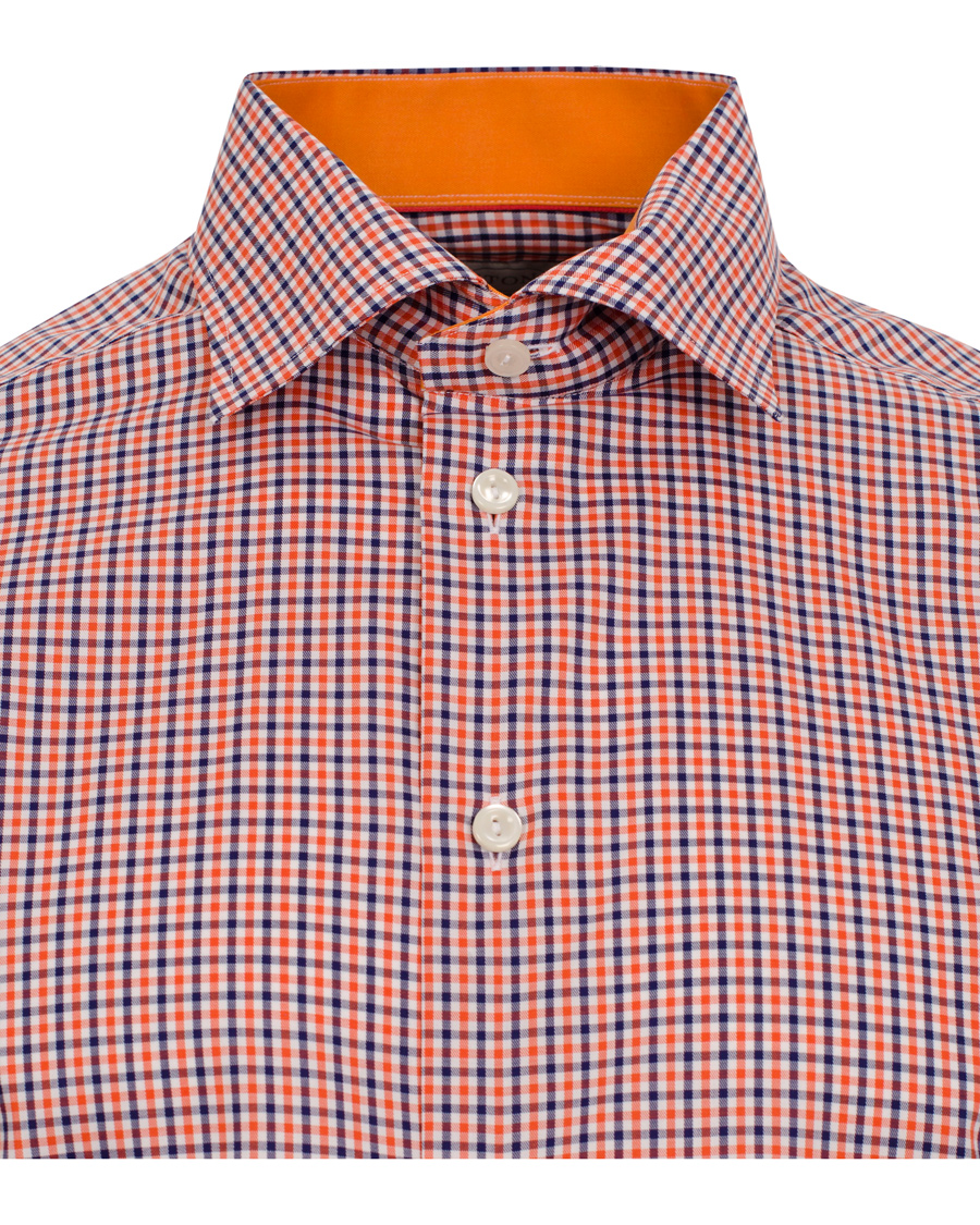 Herre | Skjorter | Eton | Slim Fit Shirt Red Ribbon Check Orange Multi