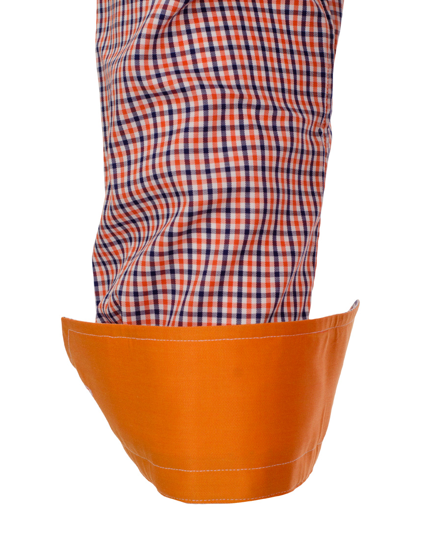 Herre | Skjorter | Eton | Slim Fit Shirt Red Ribbon Check Orange Multi