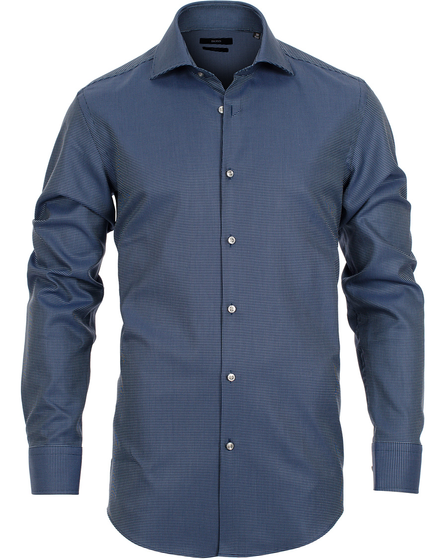 Herre | Skjorter | BOSS BLACK | BOSS Jaron Slim Fit Shirt Two Ply Dark Blue