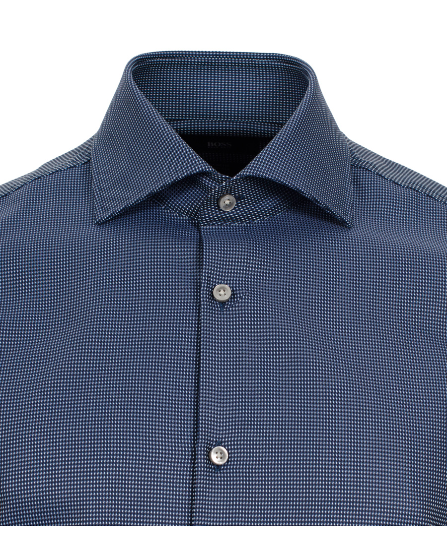 Herre | Skjorter | BOSS BLACK | BOSS Jaron Slim Fit Shirt Two Ply Dark Blue
