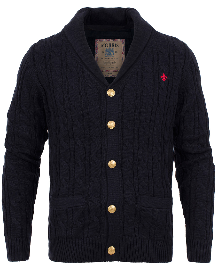 Herre | Trøjer | Morris | Dorset Cable Cardigan Old Blue