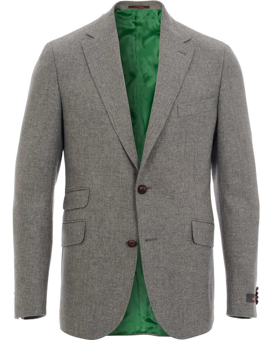 Herre | Blazere & jakker | Morris | Brian Shetland Wool Diagonal Blazer Grey