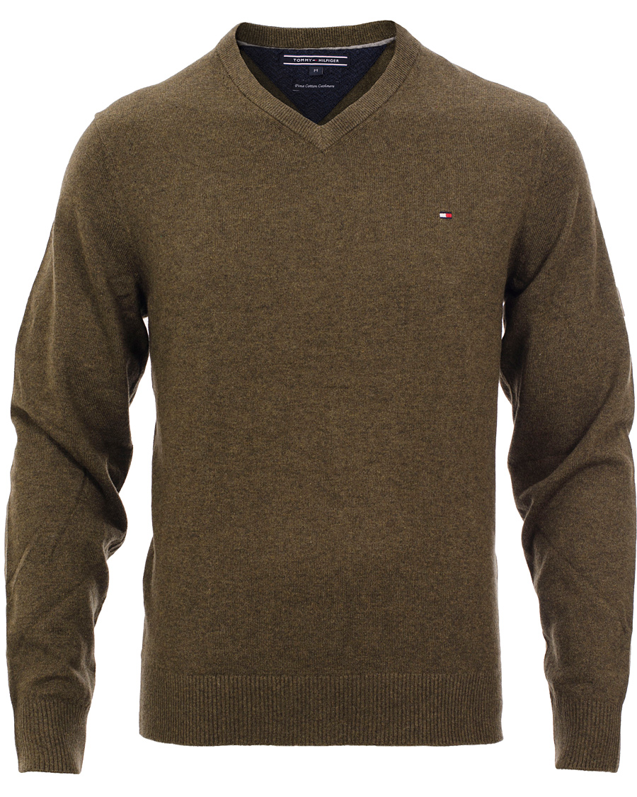 Herre | Trøjer | Tommy Hilfiger | Pima Cotton Cashmere V-neck Pullover Beech Green