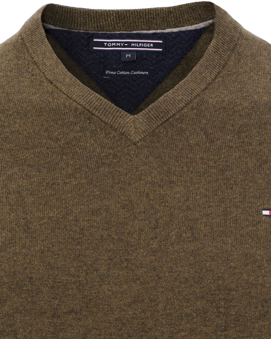 Herre | Trøjer | Tommy Hilfiger | Pima Cotton Cashmere V-neck Pullover Beech Green