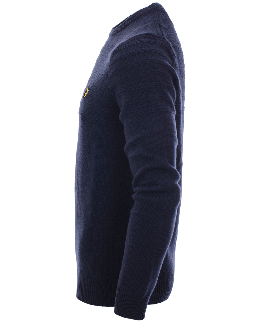 Herre | Trøjer | Lyle & Scott | Crew Neck Garter Stitch Interest Pullover New Navy