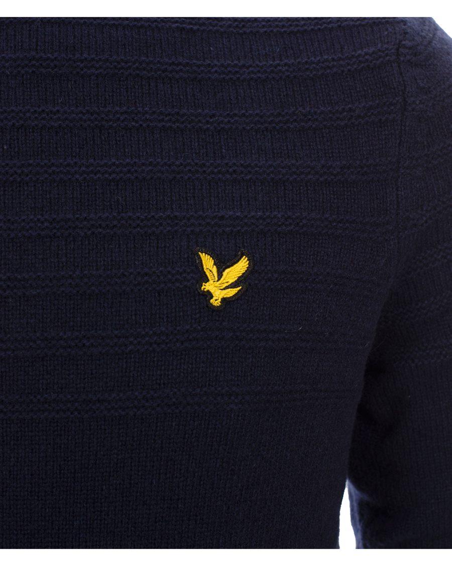 Herre | Trøjer | Lyle & Scott | Crew Neck Garter Stitch Interest Pullover New Navy