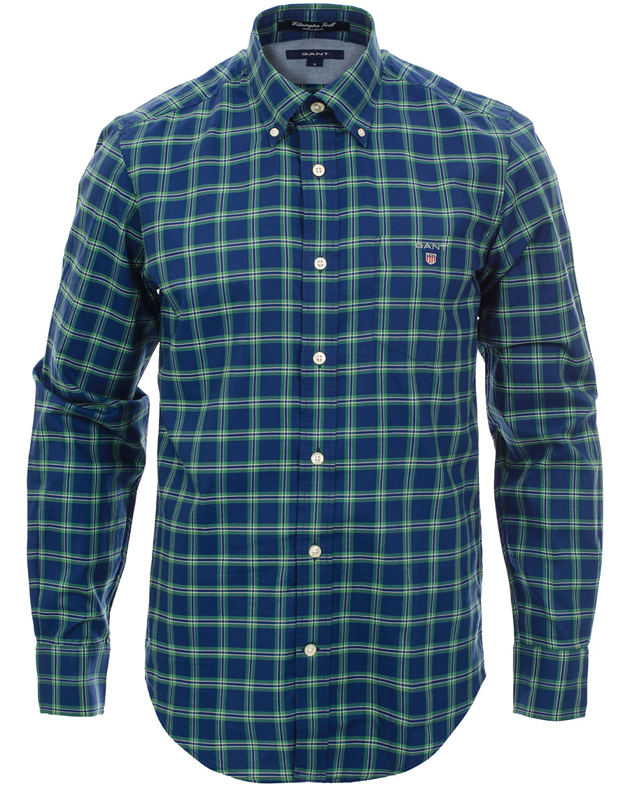 Herre | Skjorter | GANT | Wilmington Twill Check Regular Fit Shirt Bottle Green