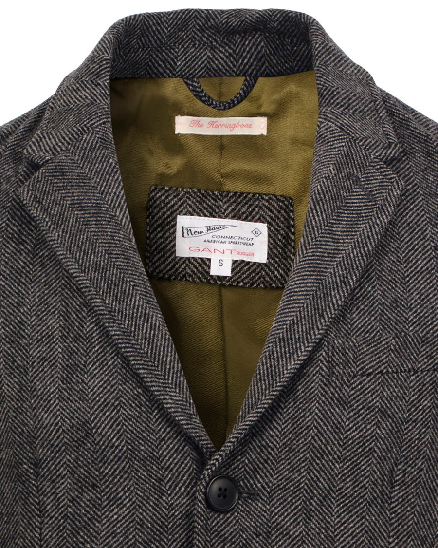 Herre | Jakker | GANT Rugger | The Herringbone Long Jacket Antracite Grey
