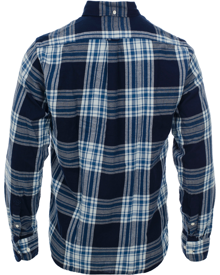 Herre | Skjorter | GANT Rugger | Windblown Flannel Easy Fit Button Down Shirt Thunder Blue