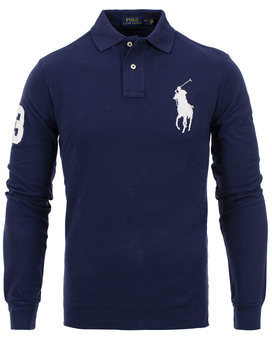 Herre | Trøjer | Polo Ralph Lauren | Custom Fit Big Pony Long Sleeve Piké Navy