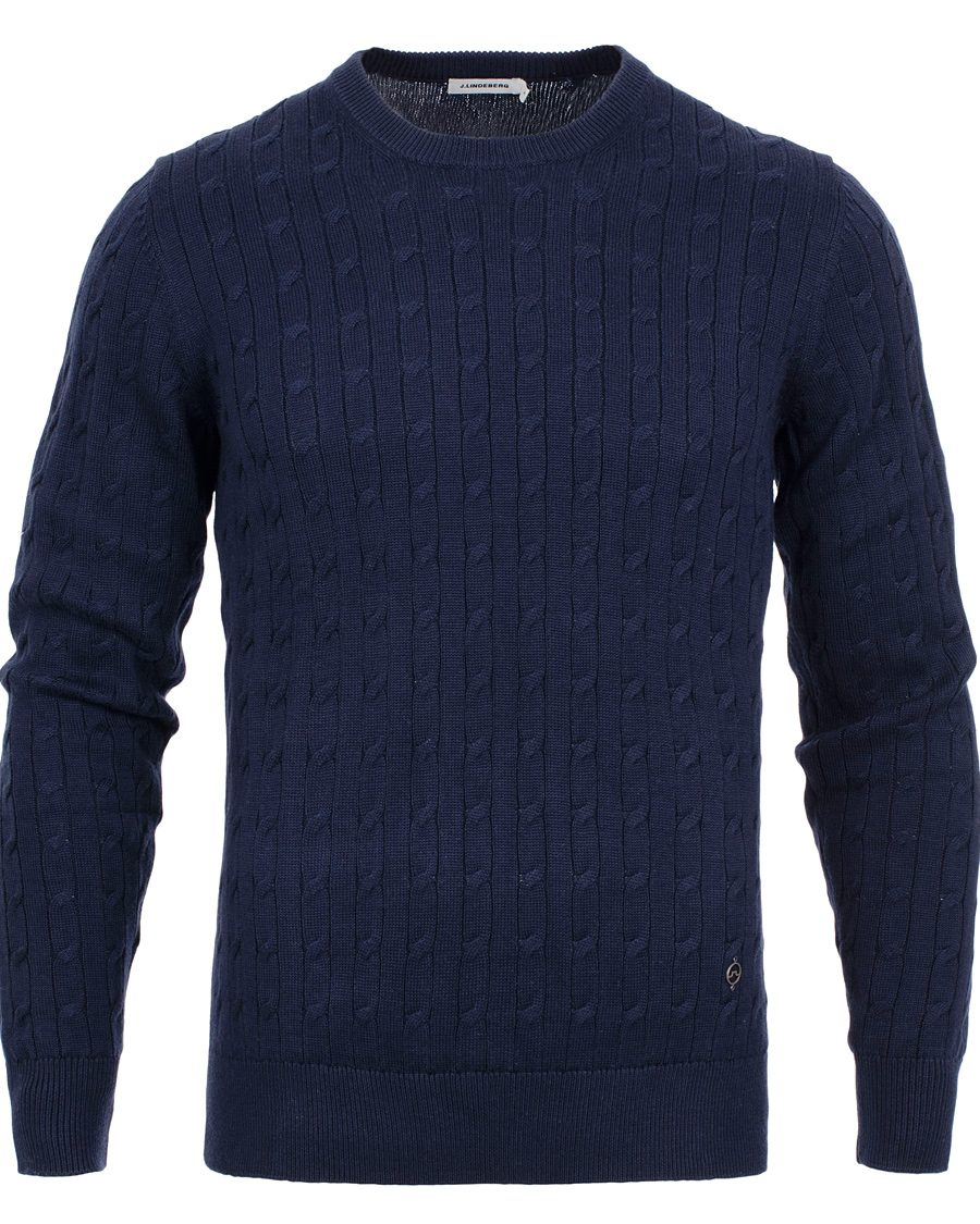 Herre | Trøjer | J.Lindeberg | Jave Pullover Braid Cable Navy