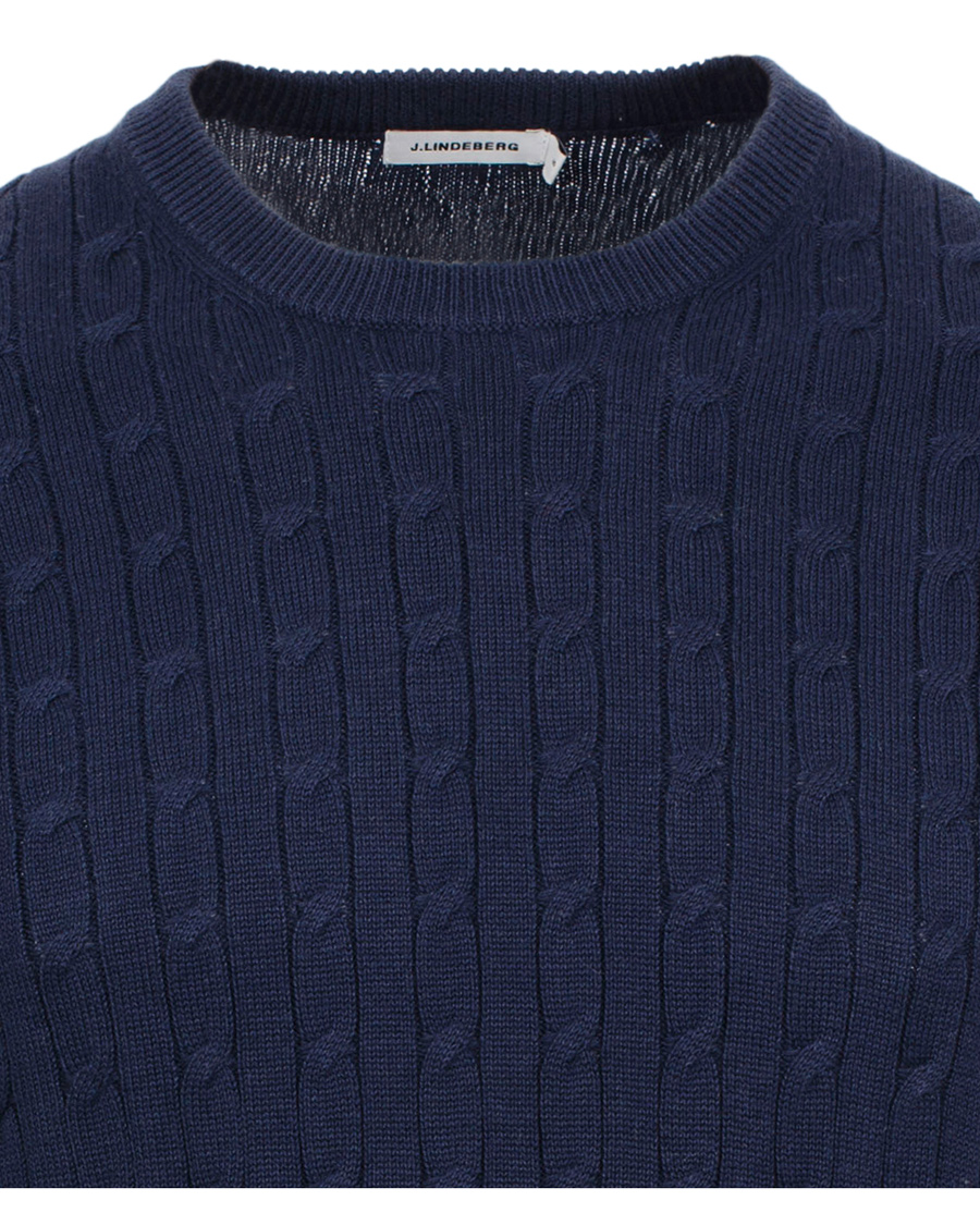 Herre | Trøjer | J.Lindeberg | Jave Pullover Braid Cable Navy