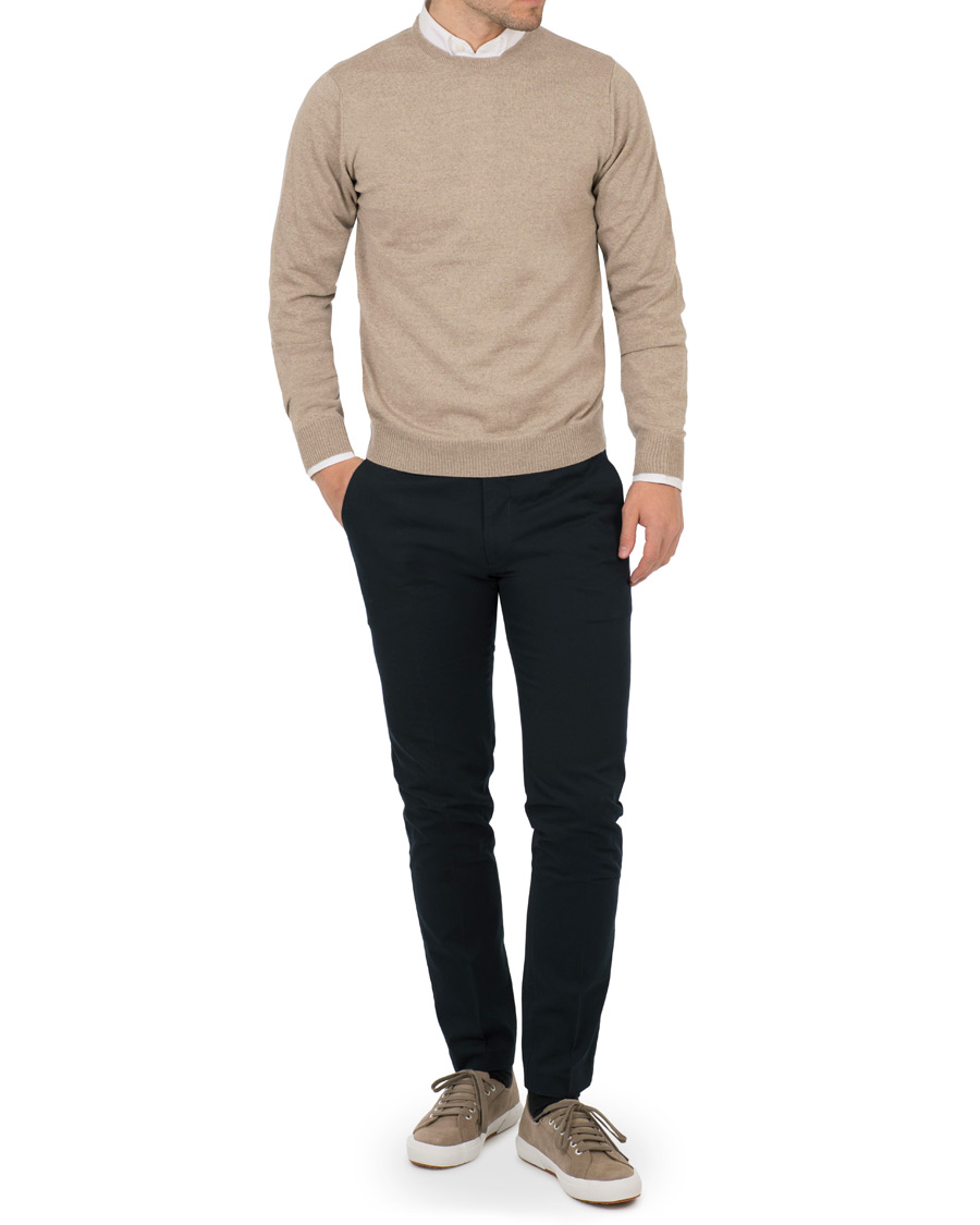 Herre | Trøjer | Stenströms | Merino Crew Neck Pullover Beige