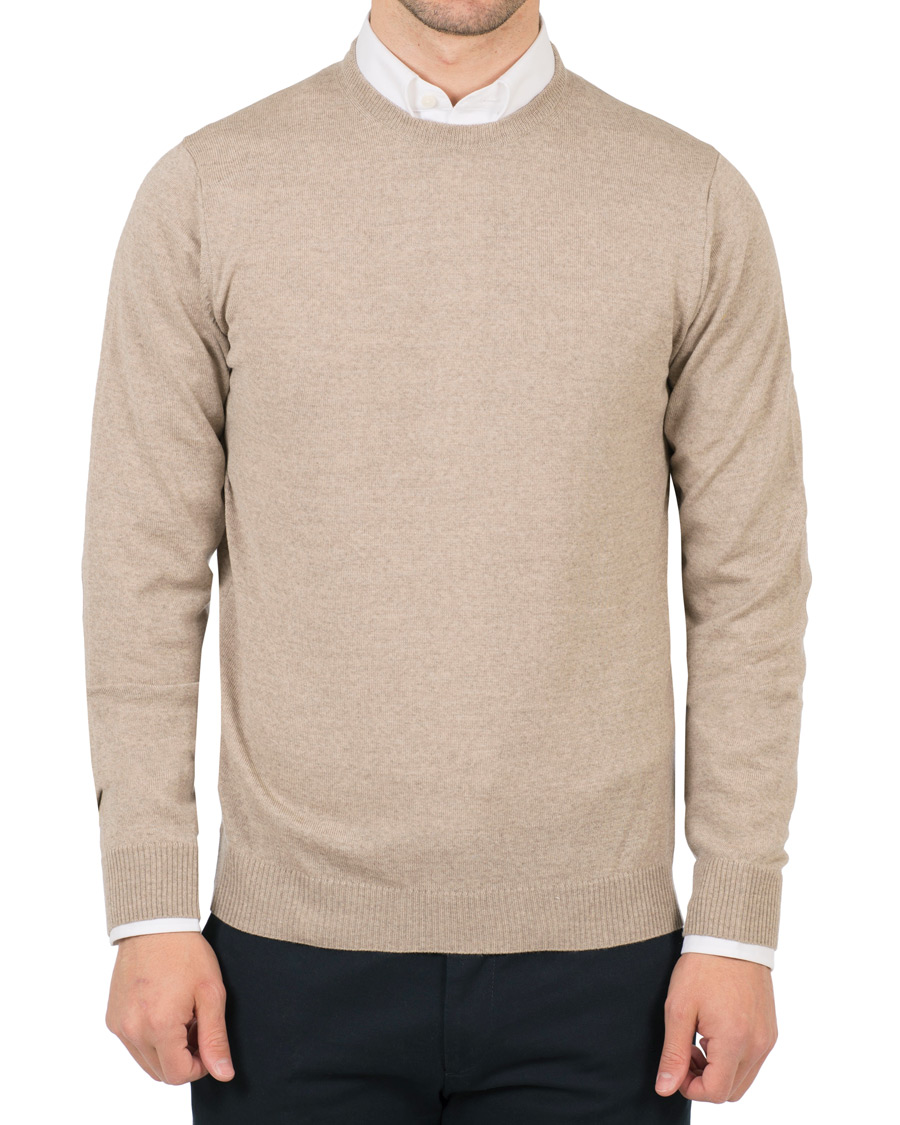 Herre | Trøjer | Stenströms | Merino Crew Neck Pullover Beige