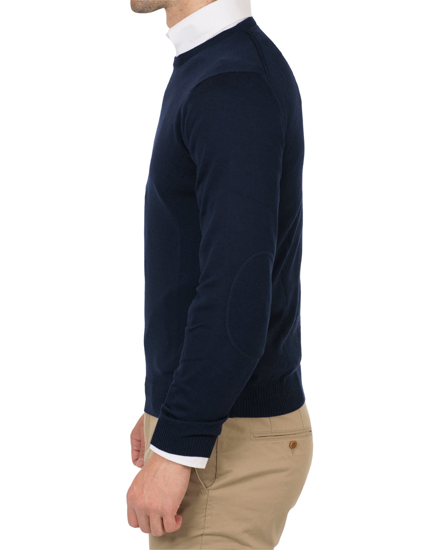 Herre | Trøjer | Stenströms | Merino Crew Neck Pullover Navy