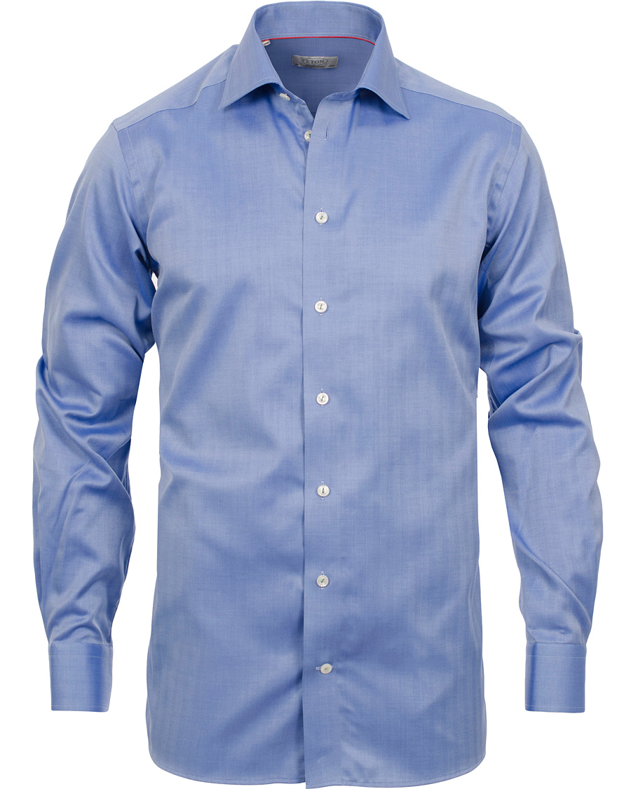 Herre | Skjorter | Eton | Contemporary Fit Shirt Red Ribbon Herringbone Blue