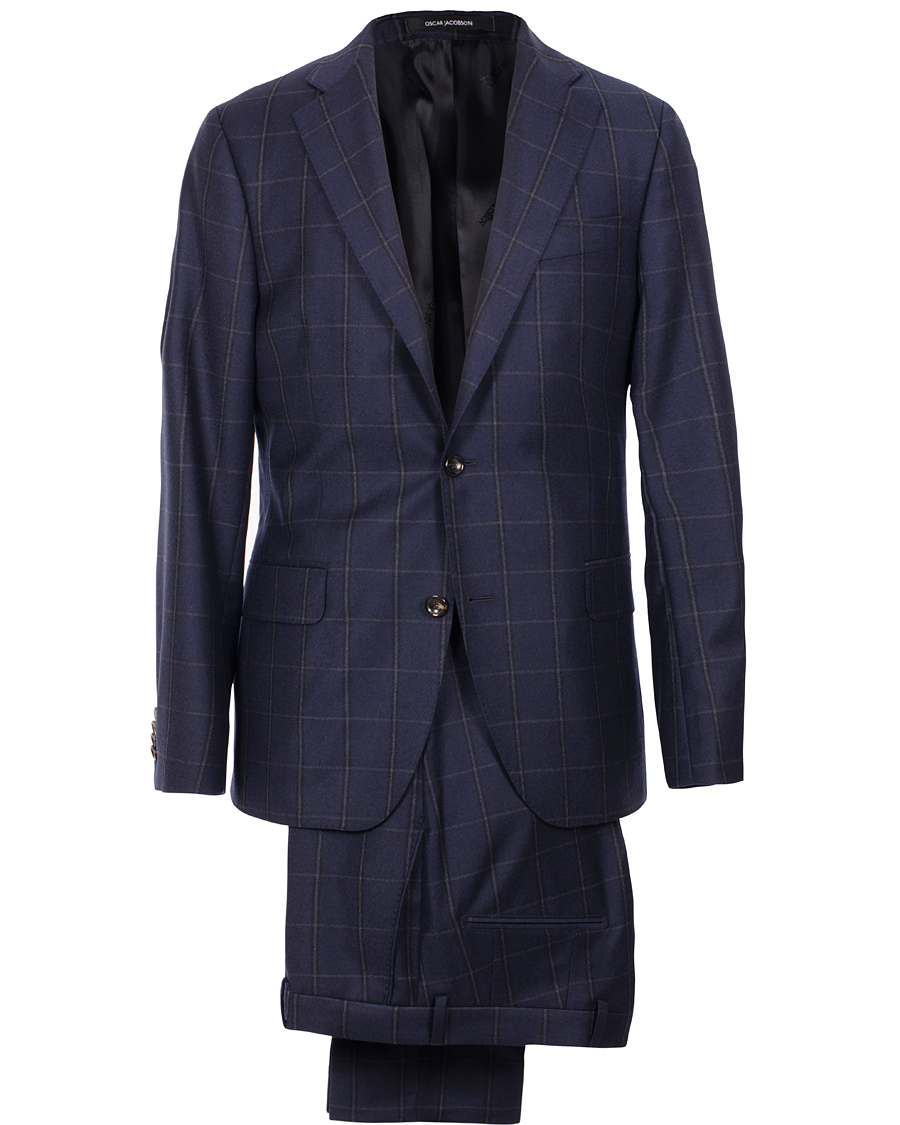 Herre | Jakkesæt | Oscar Jacobson | Edmund Window Pane Suit Navy