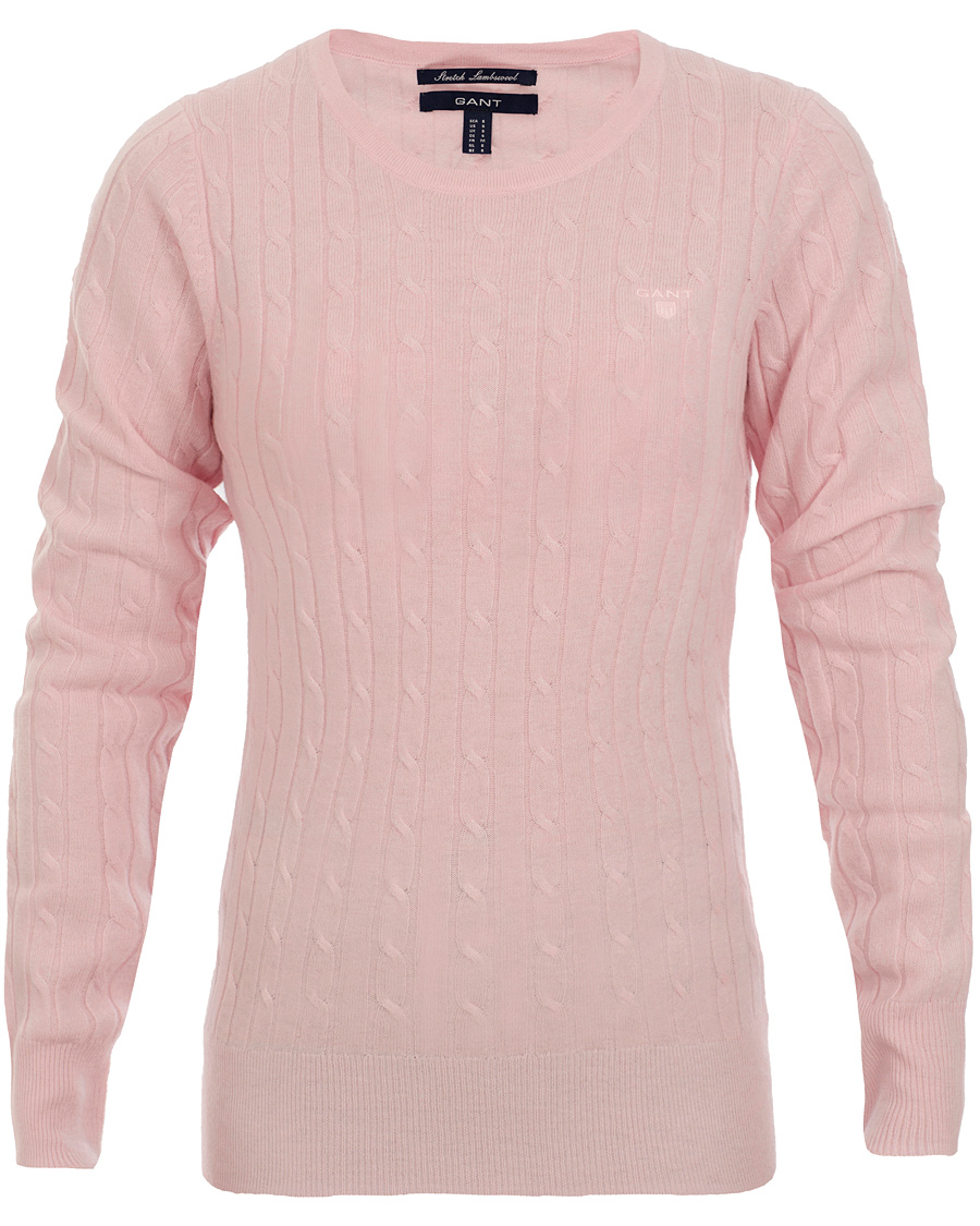 Herre | Trøjer | GANT | Woman Stretch Lambswool Cable Crew Nantucket Pink