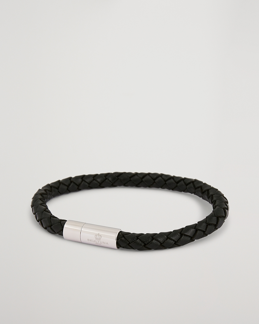 Herre | Smykker | Skultuna | One Row Leather Bracelet Black Steel