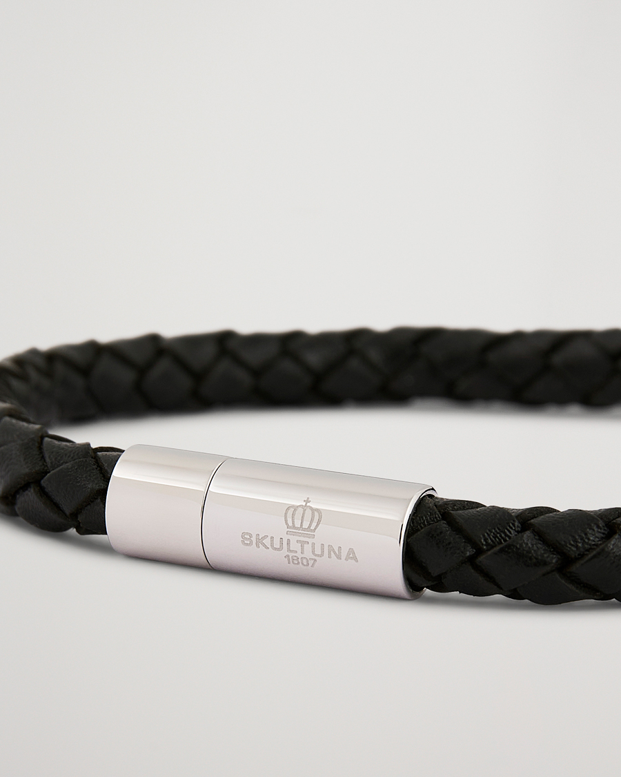 Herre | Smykker | Skultuna | One Row Leather Bracelet Black Steel