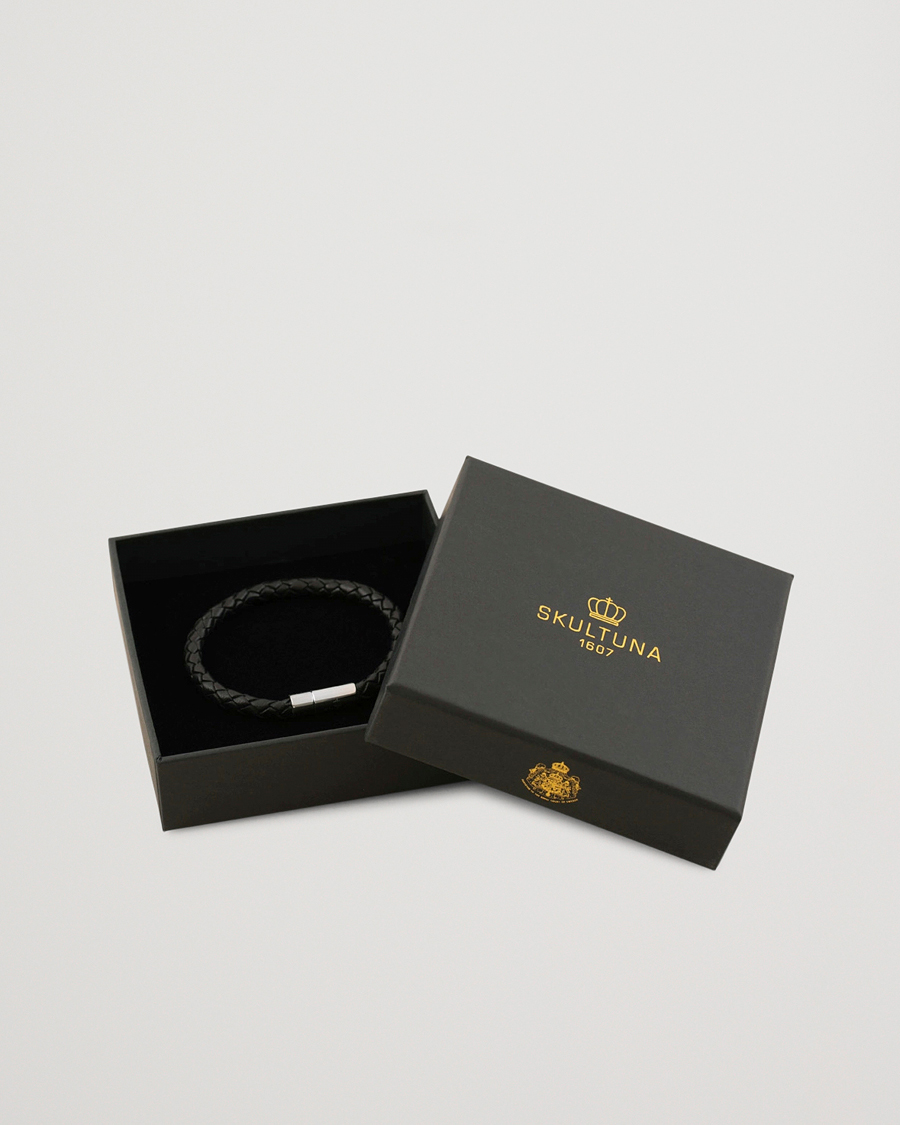 Herre | Smykker | Skultuna | One Row Leather Bracelet Black Steel