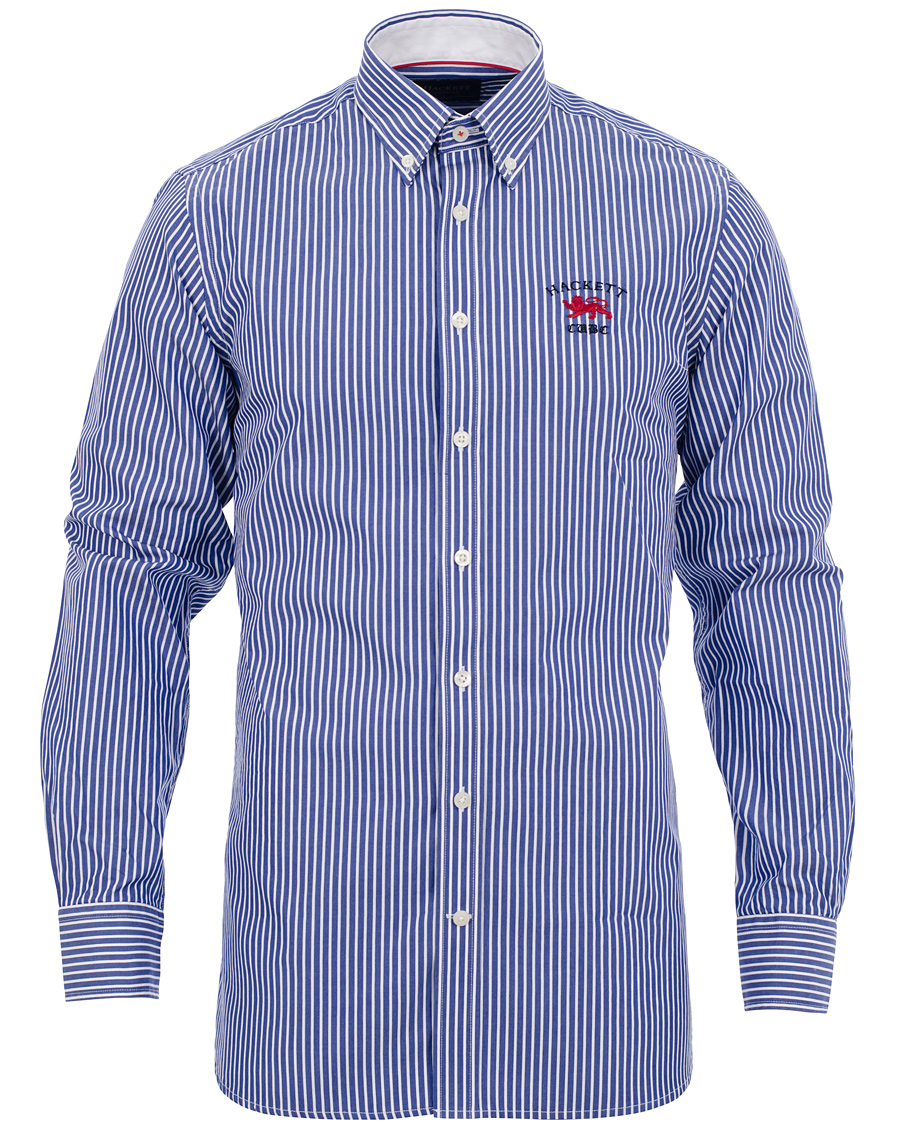 Herre | Skjorter | Hackett | Wide Stripe Emblem Shirt Tailored Fit Blue/White