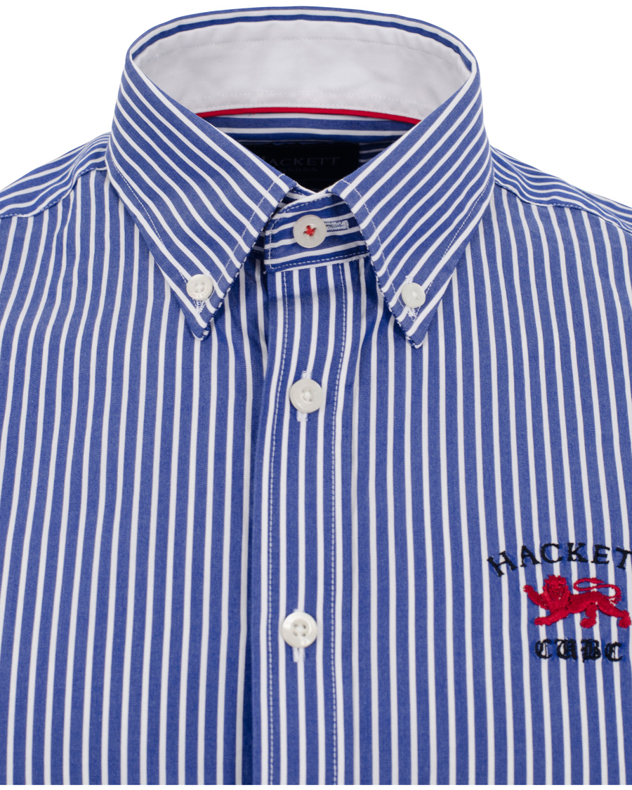 Herre | Skjorter | Hackett | Wide Stripe Emblem Shirt Tailored Fit Blue/White