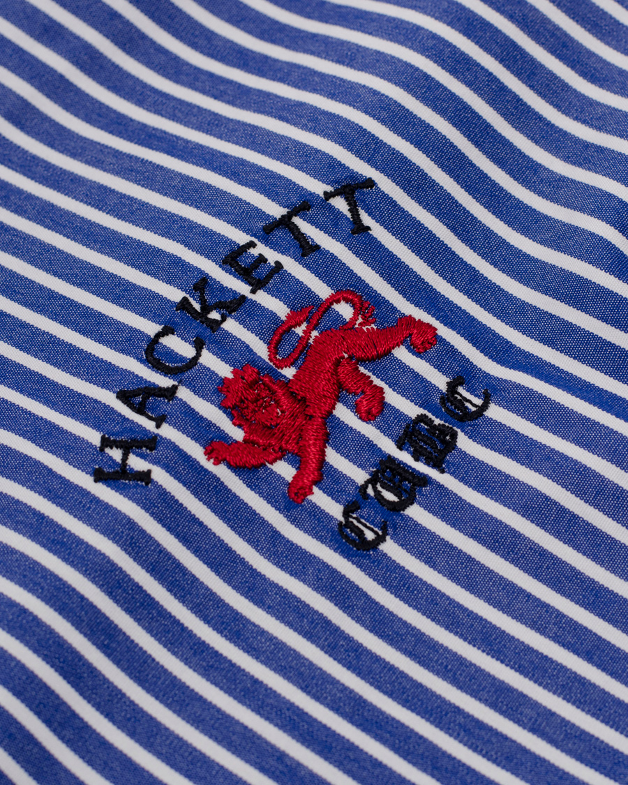 Herre | Skjorter | Hackett | Wide Stripe Emblem Shirt Tailored Fit Blue/White
