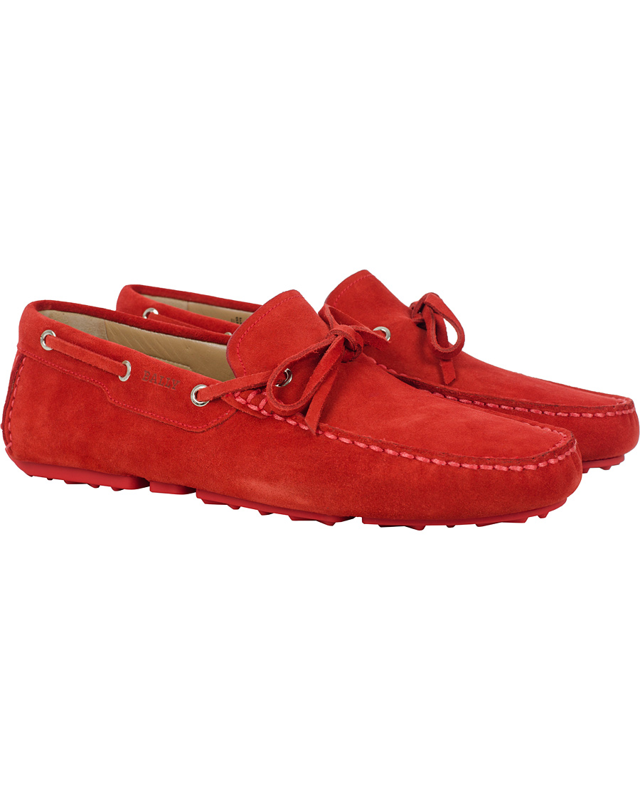 Herre | BALLY Dramer Suede Car Shoe Rosetto Red | Bally | Dramer Suede Car Shoe Rosetto Red