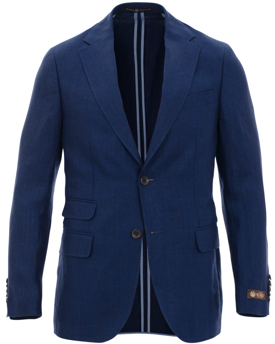 Herre | Jakkesæt | Morris Heritage | Frank Herringbone Linen Suit Old Blue