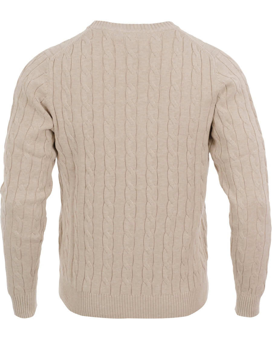 Herre | Trøjer | GANT | Cotton Cable Crew Pullover Light Sand Melange