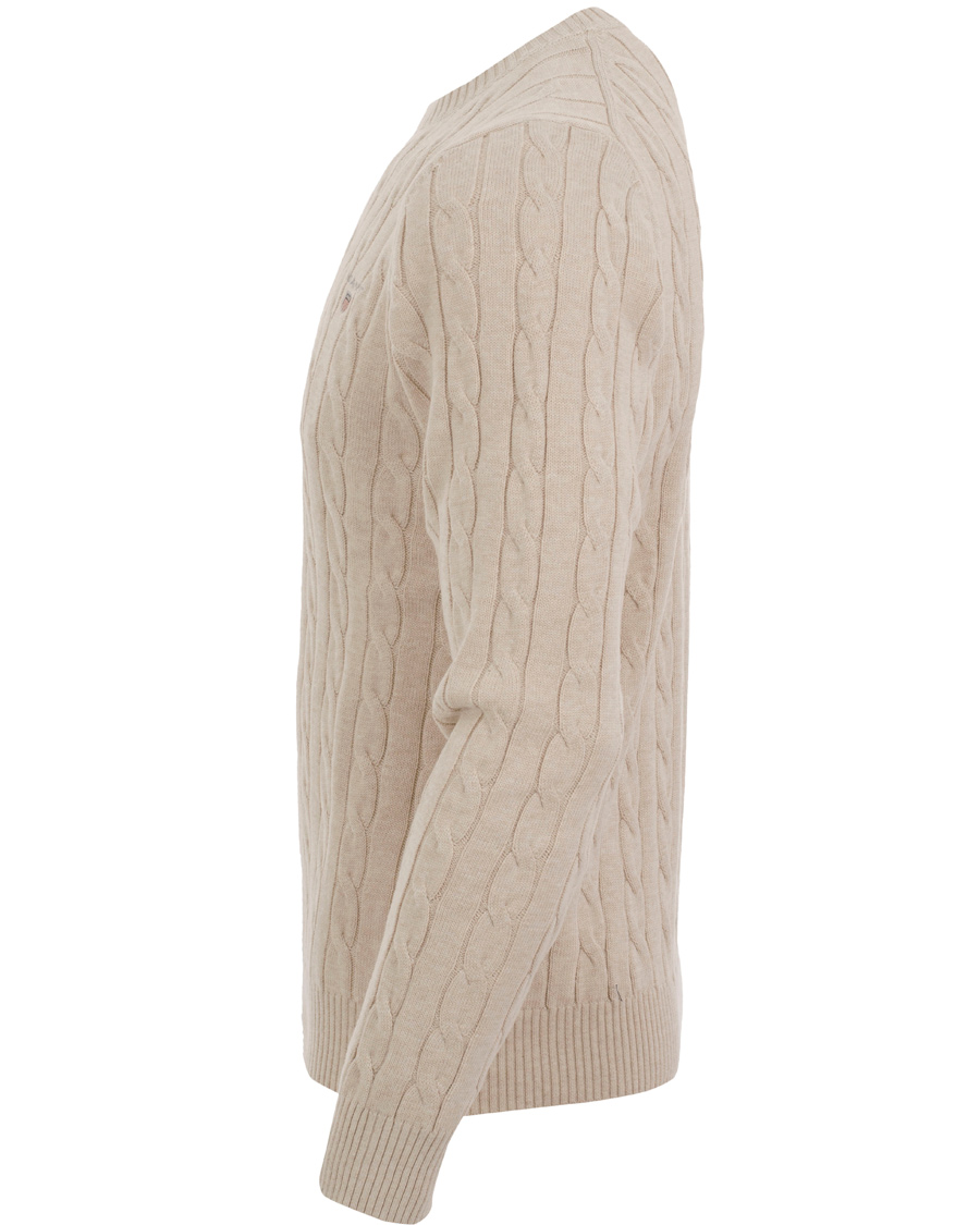 Herre | Trøjer | GANT | Cotton Cable Crew Pullover Light Sand Melange