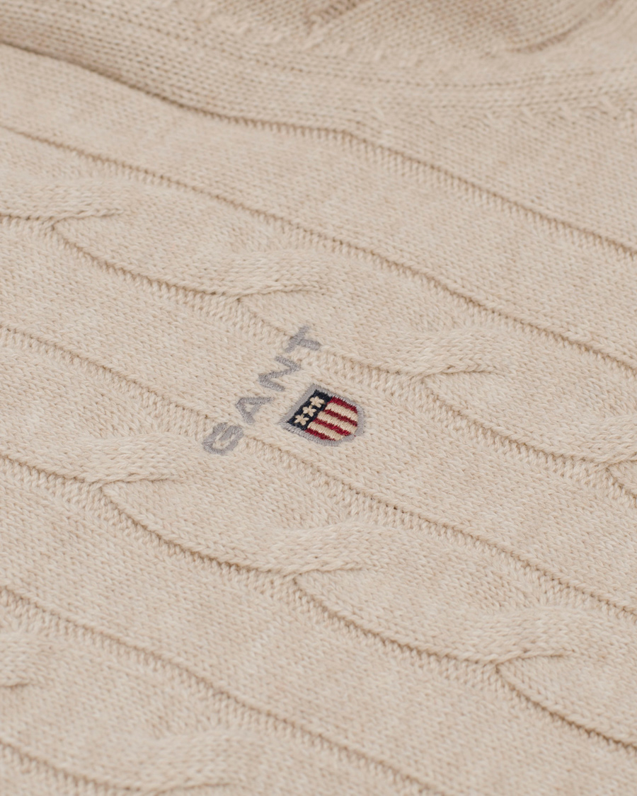 Herre | Trøjer | GANT | Cotton Cable Crew Pullover Light Sand Melange