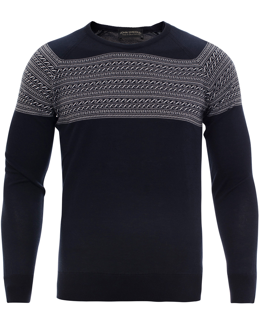 Herre | Trøjer | John Smedley | Alnwick Slim Fit Cotton Pullover Navy/White