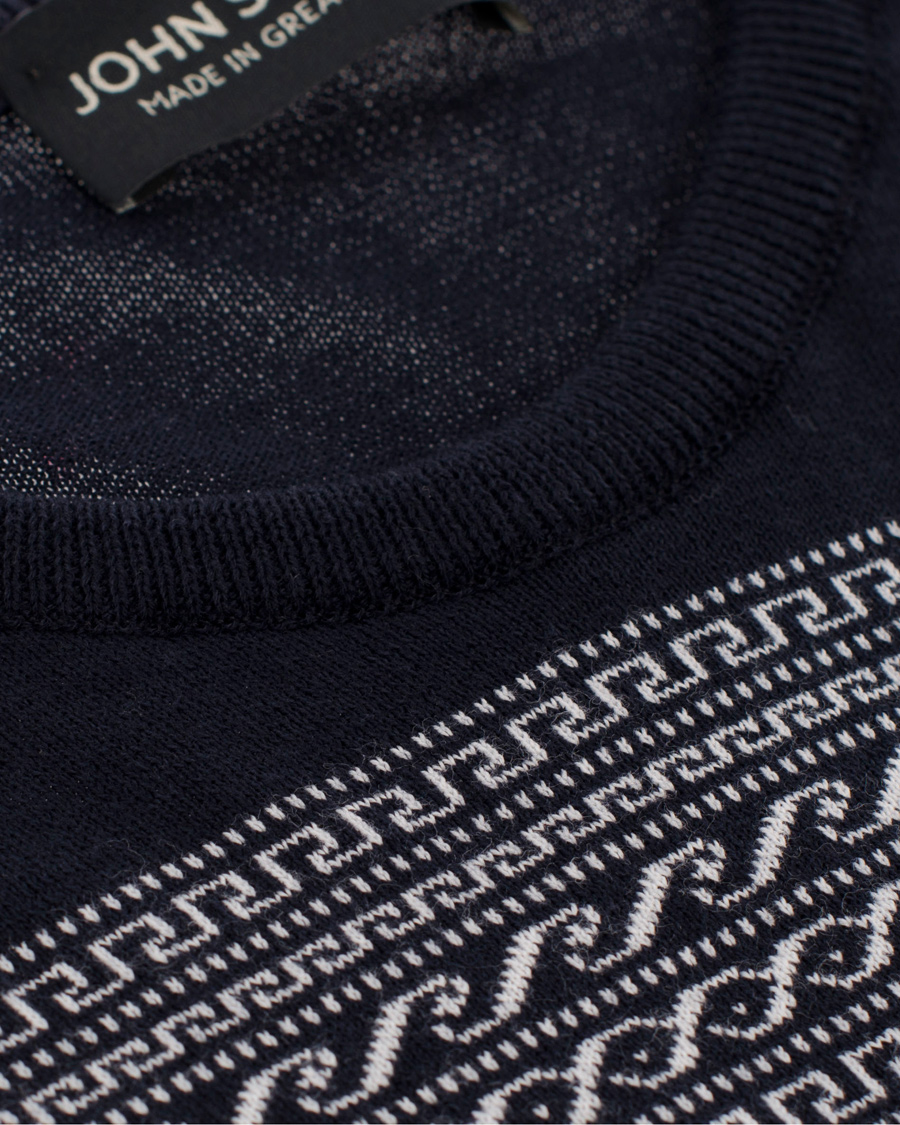 Herre | Trøjer | John Smedley | Alnwick Slim Fit Cotton Pullover Navy/White