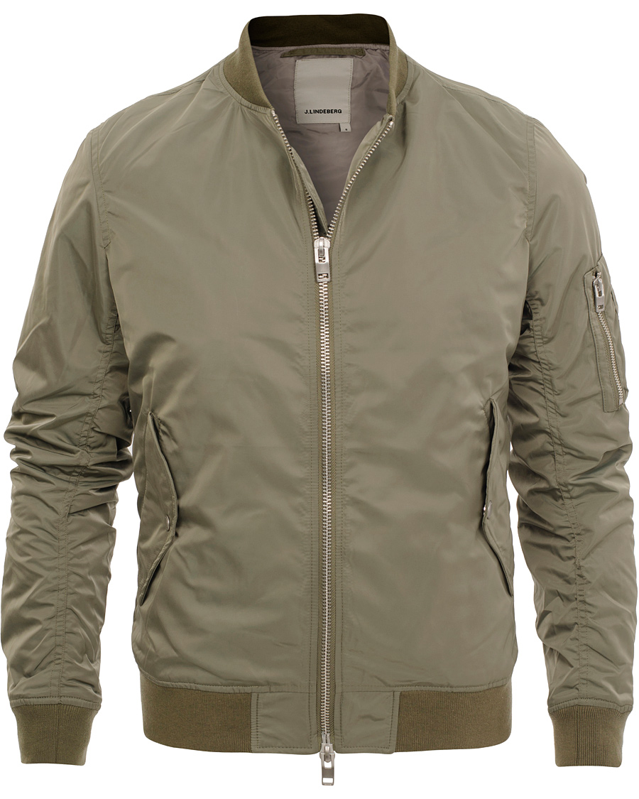 Herre | Jakker | J.Lindeberg | Marky Taff Nylon Bomber Jacket Olive Green