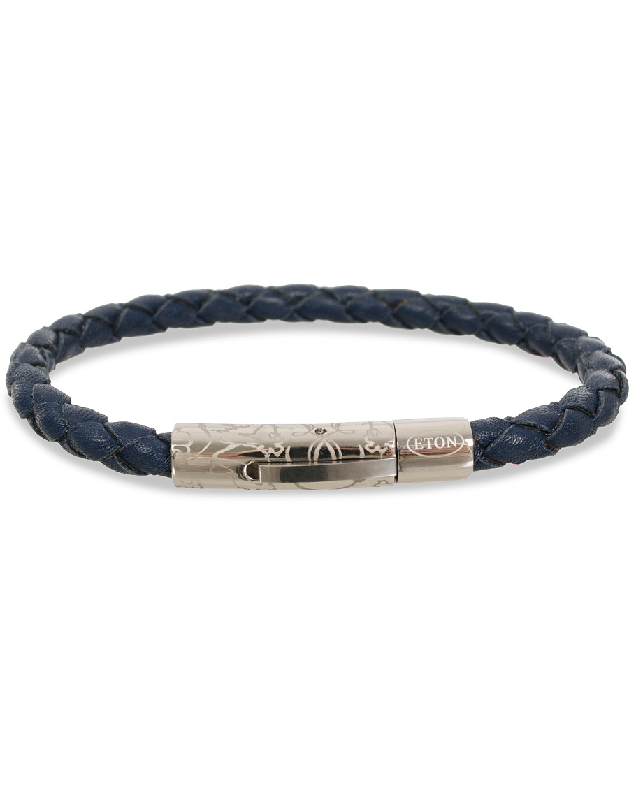 Herre | Eton Braided Leather Bracelet Navy | Eton | Braided Leather Bracelet Navy