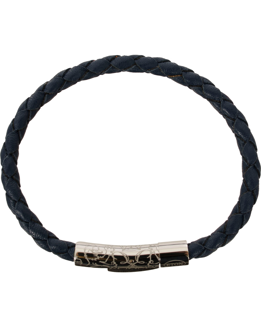 Herre | Eton Braided Leather Bracelet Navy | Eton | Braided Leather Bracelet Navy