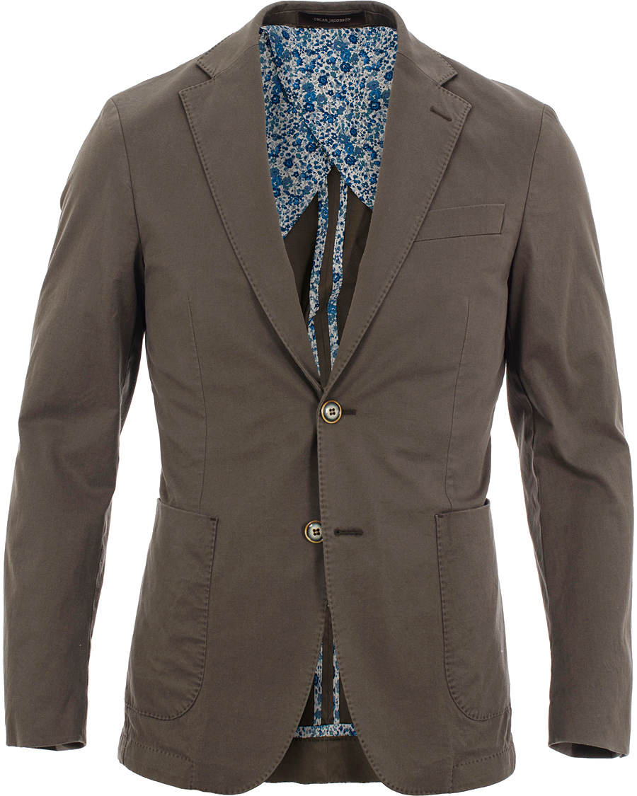 Herre | Blazere & jakker | Oscar Jacobson | Einar Stretch Cotton Blazer Khaki Green