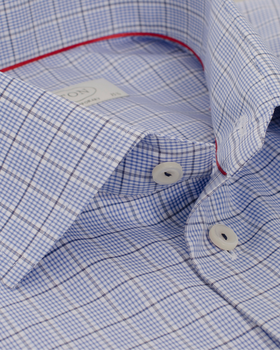 Herre | Skjorter | Eton | Contemporary Fit Shirt Red Ribbon Check Blue