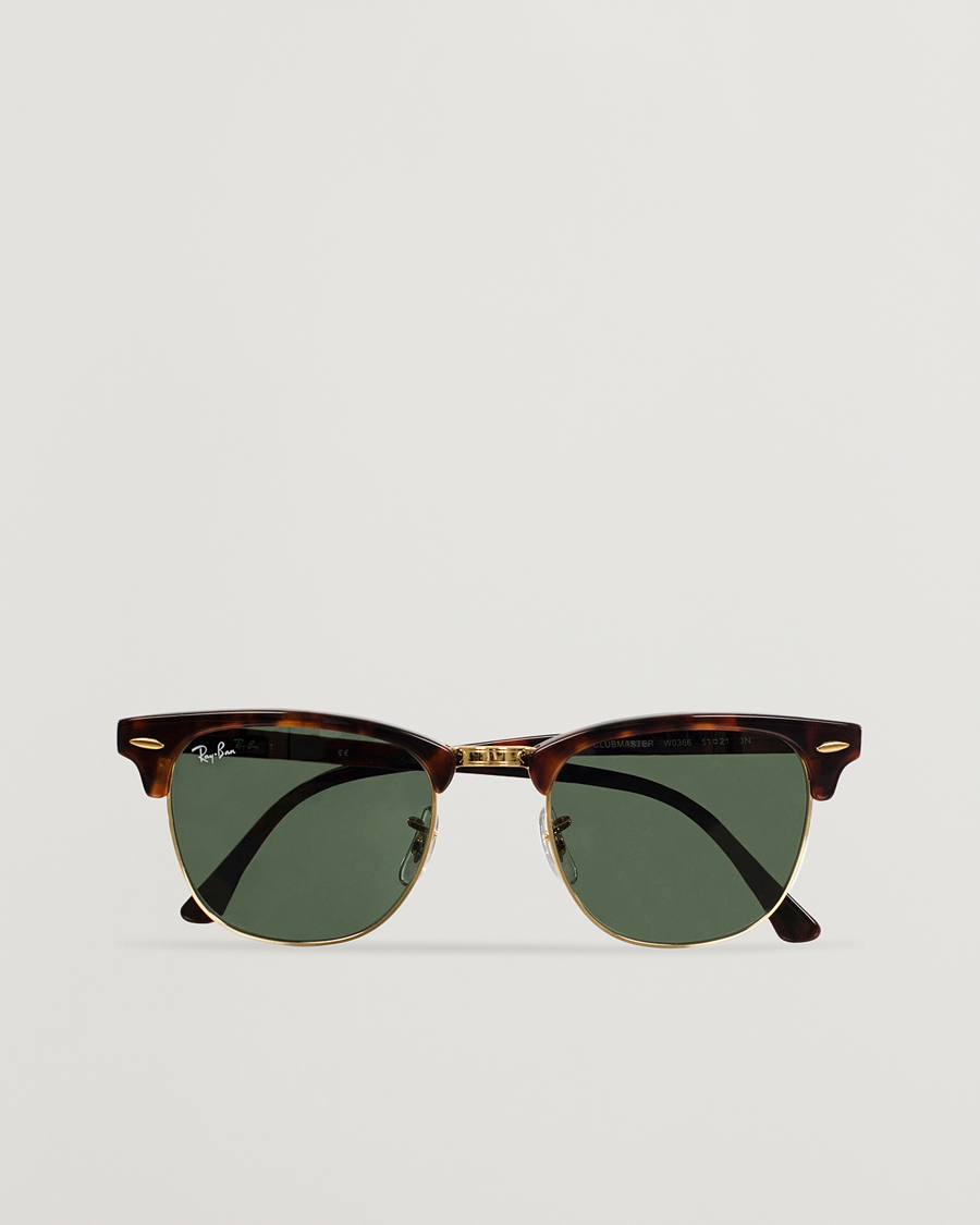 Herre | Solbriller | Ray-Ban | Clubmaster Sunglasses Mock Tortoise/Crystal Green